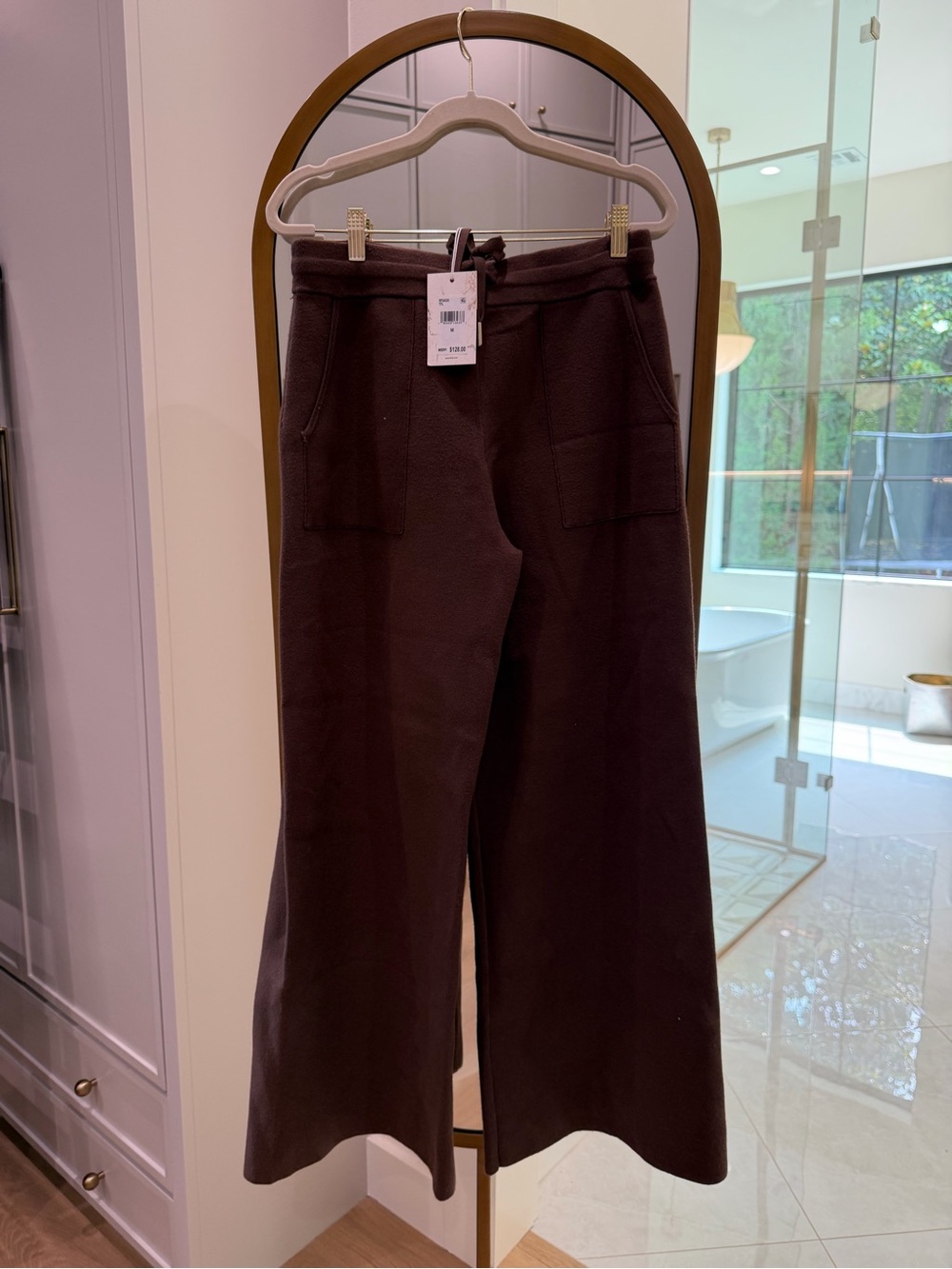 Splendid Wide-Leg Drawstring Joggers in Dark Brown